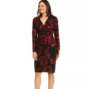 Petite Foil-Floral Cascade Sheath Dres